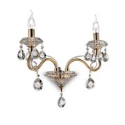 Kinkiet NEGRESCO AP2 Ideal Lux 087757  Rama  z pozłacanego metalu zwisające kryształki pałacowy styl