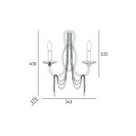 Kinkiet  Madrid - W02189CP -   cosmolight  W stylu pałacowym Korpus z polerowanego chromu połaczony z kryształowymi kapieniami i łańczuszkami - 2
