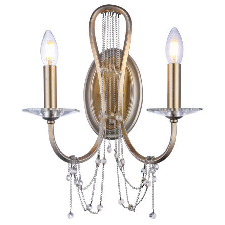 Kinkiet  Madrid - W02189CP -   cosmolight  W stylu pałacowym Korpus z polerowanego chromu połaczony z kryształowymi kapieniami i łańczuszkami