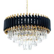 Lampa wisząca MAZINI LDP 6003-500 (BK+GD) Lumina Deco Kryształowa czarna złota 55 cm