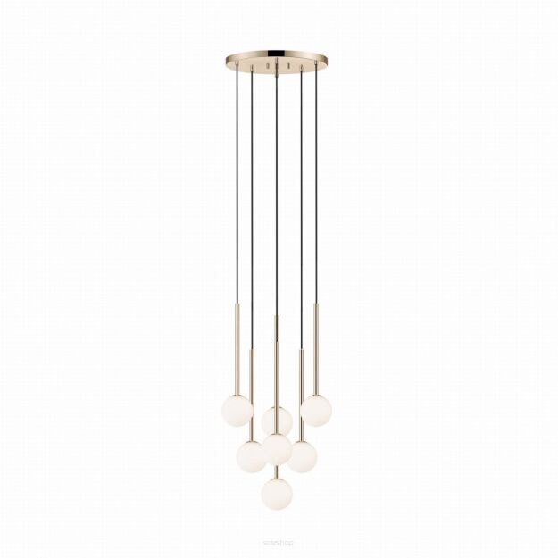 Lampa wisząca ARCTURUS ZŁOTA białe szklane zwisy 7 x G9 - P0574-07F-F7AA Zuma Line