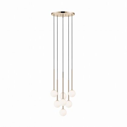 Lampa wisząca ARCTURUS ZŁOTA białe szklane zwisy 7 x G9 - P0574-07F-F7AA Zuma Line