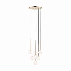 Lampa wisząca ARCTURUS ZŁOTA białe szklane zwisy 7 x G9 - P0574-07F-F7AA Zuma Line