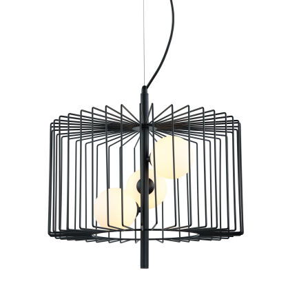 Lampa wisząca DAREN MDM-3937/3 BK Italux NIESAMOWITY DRUCIANY KLOSZ W KOLORZE CZARNYM G9 