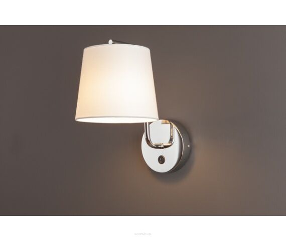 Kinkiet CHICAGO CR W0195 Maxlight  Maxlight abażur z tkaniny w kolorze białym chromowana podstawa