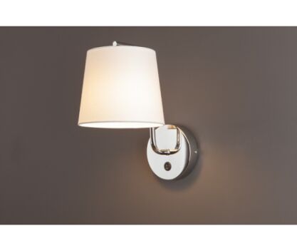 Kinkiet CHICAGO CR W0195 Maxlight  Maxlight abażur z tkaniny w kolorze białym chromowana podstawa