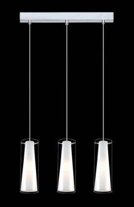 Lampa wisząca Carole MDM-1668/3B Italux   nowoczesna lampa wykończenie w kolorze chromu klosze w kształcie tub ze szkła transparentnego  wewnatrz mleczne stożki