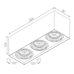 Plafon Squares 50x3 230V 46011 Aquaform potrójna techniczna GU10 natynkowa - 2