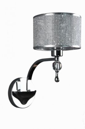LAMPA ŚCIENNA KINKIET ZUMA LINE JEWELLERY WALL W1550-01A chrom szkło nowoczesna metalowy abażur 1-pł