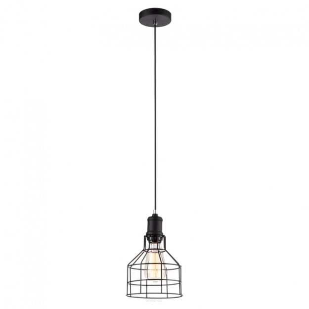 Lampa wisząca Synthia MDM2266-1 Italux styl vintage lampa ma kolor czarny klosz jest z drutu o nietypowym kształcie