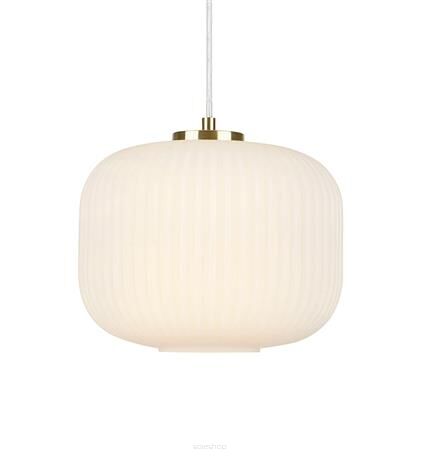 Lampa wisząca SOBER 107918 Markslojd Karbowany biały klosz mosiężna podstawa 