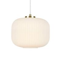 Lampa wisząca SOBER 107918 Markslojd Karbowany biały klosz mosiężna podstawa 