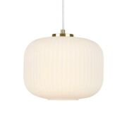 Lampa wisząca SOBER 107918 Markslojd Karbowany biały klosz mosiężna podstawa 