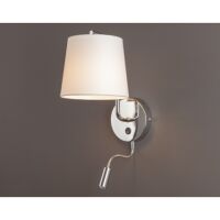 Kinkiet CHICAGO II CR + LED W0198 Maxlight Podstawa w kolorze chromu abażur z białej tkaniny ruchomy wysięgnik led do czytania