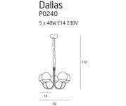 Lampa wisząca Dallas 5 P0240 Maxlight okrągłe klosze ze szkła złota podstawa - 2