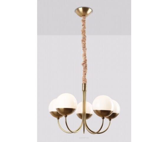 Lampa wisząca Dallas 5 P0240 Maxlight okrągłe klosze ze szkła złota podstawa