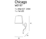 Kinkiet CHICAGO II BK + LED W0197 Maxlight tkaniny ruchomy wysięgnik led do czytania - 2