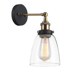 Kinkiet FRANCIS  MBM-2563/1 GD+CL Italux GLAMOUR RETRO CZARNO / ZŁOTY KORPUS TRANSPARENTNY KLOSZ