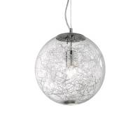 Lampa wisząca Mapa Max SP1 D30 Ideal Lux  045115  Klosz w kształcie kuli wykonany z przezroczystego szkła z dekoracją z aluminiowych drucików w środku