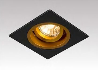 LAMPA SUFITOWA WPUSZCZANA  ZUMA LINE CHUCK DL SQUARE BK/GO Z ALUMINIUM MA KOLOR CZARNY GU10 KWADRAT  PIERŚCIEŃ ZŁOTY