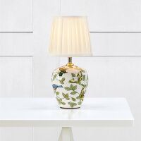 LAMPA STOŁOWA MANSION Stołowa 1L Mała Wzór/Biały 107039 Markslojd biały plisowany abażur podstawa z wzorem skandynawski styl  