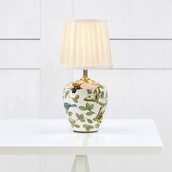 LAMPA STOŁOWA MANSION Stołowa 1L Mała Wzór/Biały 107039 Markslojd biały plisowany abażur podstawa z wzorem skandynawski styl  