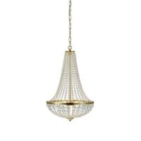 Lampa wisząca GRÄNSÖ granso 106119 Markslojd Styl pałacowy glamour przezroczyste kryształki metalowe elementy w kolorze złotym szczotkowanym dwa źródła światła E14 40 cm szerokości