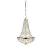 Lampa wisząca GRÄNSÖ granso 106119 Markslojd Styl pałacowy glamour przezroczyste kryształki metalowe elementy w kolorze złotym szczotkowanym dwa źródła światła E14 40 cm szerokości