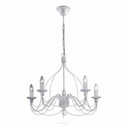 Lampa wisząca Corte SP5 BIANCO ANTOCI Ideal Lux  005881 z ręcznie modelowanego metalu o charakterze antyczno-podobnym w kolorze bieli