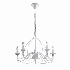 Lampa wisząca Corte SP5 BIANCO ANTOCI Ideal Lux  005881 z ręcznie modelowanego metalu o charakterze antyczno-podobnym w kolorze bieli