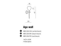 Kinkiet Aga WALL AZ1073 opływowy kształt klosz ze szkła nowoczesna bialo czarna - 3