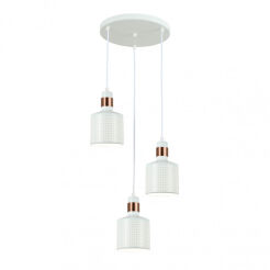 Lampa wisząca Restenza PND-2439-3-WH  Italux  3 ZWISY NA OKRĄGŁEJ PODSUFITCE BIAŁE AŻUROWE TUBY E27 designerska 