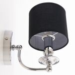 Kinkiet Abu Dhabi -W01397BK COSMO Light nowoczesna lampa z metalową podstawą o wykończeniu chromowanym czarny okrągły abażur w kształcie tuby 14 cm średnicy klosza - 2