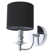 Kinkiet Abu Dhabi -W01397BK COSMO Light nowoczesna lampa z metalową podstawą o wykończeniu chromowanym czarny okrągły abażur w kształcie tuby 14 cm średnicy klosza