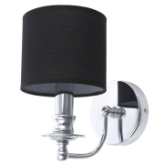 Kinkiet Abu Dhabi -W01397BK COSMO Light nowoczesna lampa z metalową podstawą o wykończeniu chromowanym czarny okrągły abażur w kształcie tuby 14 cm średnicy klosza