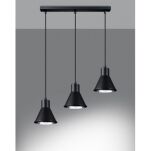 Lampa wisząca TAZILA SL.0990 SOLLUX LIGHTING stożek 3xES111 czarny - 3