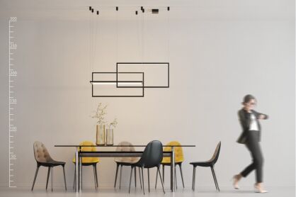 Lampa wisząca METRIC AZ2914 nowoczesny styl kolor czarny aluminiowa 3x prostokąt