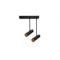 Lampa Sufitowa natynkowa LENS 2 AZ3521 Azzardo czarno/złota 2 źródłą światła(tuba) o pochyleniu max 45 stopni na listwie