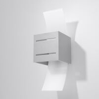 Lampa Ścienna Aluminiowa Kostka Kinkiet LORETO szary SL.0202 Nowoczesna mleczne szkło