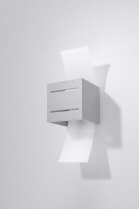 Lampa Ścienna Aluminiowa Kostka Kinkiet LORETO szary SL.0202 Nowoczesna mleczne szkło