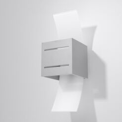 Lampa Ścienna Aluminiowa Kostka Kinkiet LORETO szary SL.0202 Nowoczesna mleczne szkło