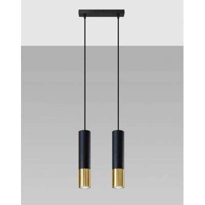 Lampa wisząca LOOPEZ SL.0953 Sollux tuba 2xGU10 czarna złota