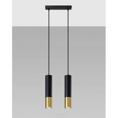 Lampa wisząca LOOPEZ SL.0953 Sollux tuba 2xGU10 czarna złota