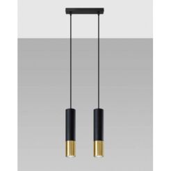 Lampa wisząca LOOPEZ SL.0953 Sollux tuba 2xGU10 czarna złota