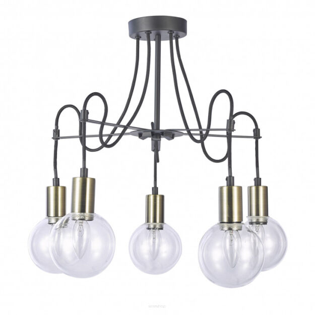 Lampa sufitowa plafon Gianni  MX16096-5A Italux w surowym stylu industrialnym metalowe elementy mają czarne wykończenie z dodatkami antycznego brązu 