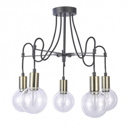 Lampa sufitowa plafon Gianni  MX16096-5A Italux w surowym stylu industrialnym metalowe elementy mają czarne wykończenie z dodatkami antycznego brązu 