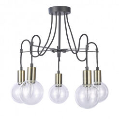 Lampa sufitowa plafon Gianni  MX16096-5A Italux w surowym stylu industrialnym metalowe elementy mają czarne wykończenie z dodatkami antycznego brązu 