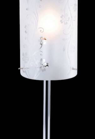 Lampa stołowa Valve MTM1672/1 Italux  nowoczesna lampa wykończenie w kolorze chromu klosz w kształcie tuby ze szkła z dekoracyjnym motywem kwiatowym