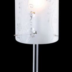 Lampa stołowa Valve MTM1672/1 Italux  nowoczesna lampa wykończenie w kolorze chromu klosz w kształcie tuby ze szkła z dekoracyjnym motywem kwiatowym