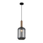 Lampa wisząca ANTIOLA PND-5588-1L-BRO+SG Italux  KARBOWANY DYMIONY SZKLANY KLOSZ  MOSIĘŻNE WYKOŃCZENIE ŚREDNICA 20 CM  - 2